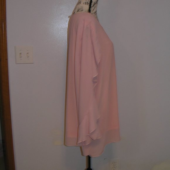Anggrek Women's New XL Blouse Top Dusty Rose Pink Ruffled Long Sleeves Tags - Picture 8 of 13